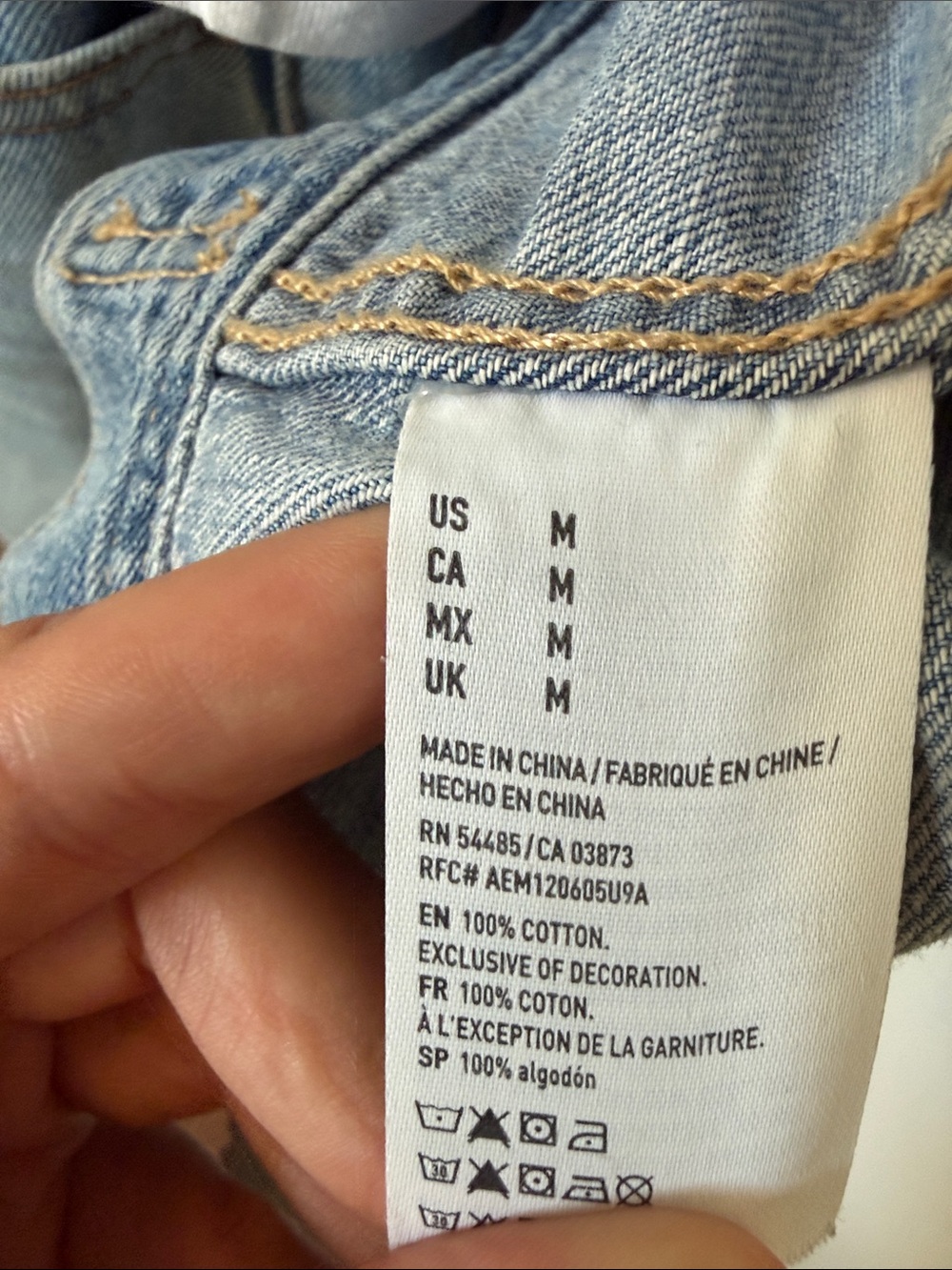 American Eagle Denim Jacket with Navy Floral Bandana Back Panel - Picture 3 of 5